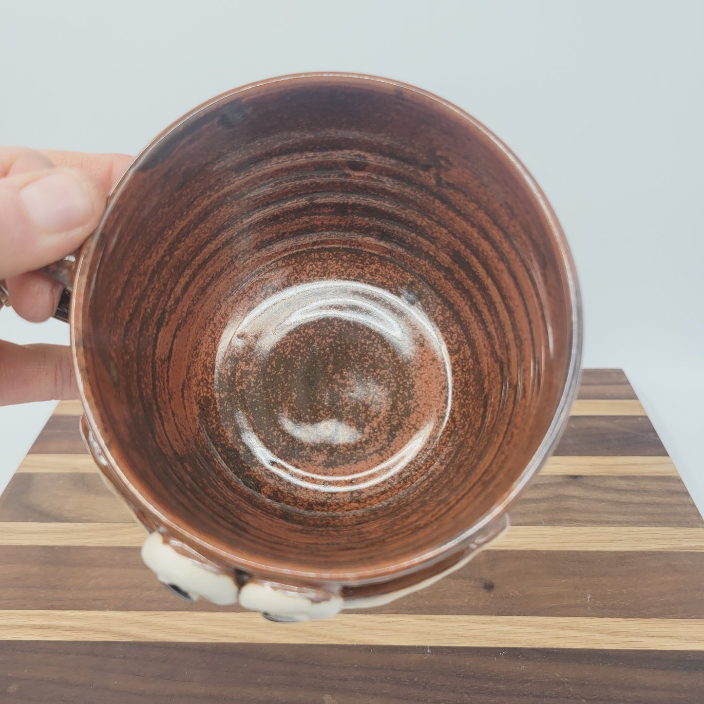 Funny Man's Cereal Bowl Chili Crock | Brick Red | Handmade Stoneware Pottery Soup Mug | Bowl with Small Handle