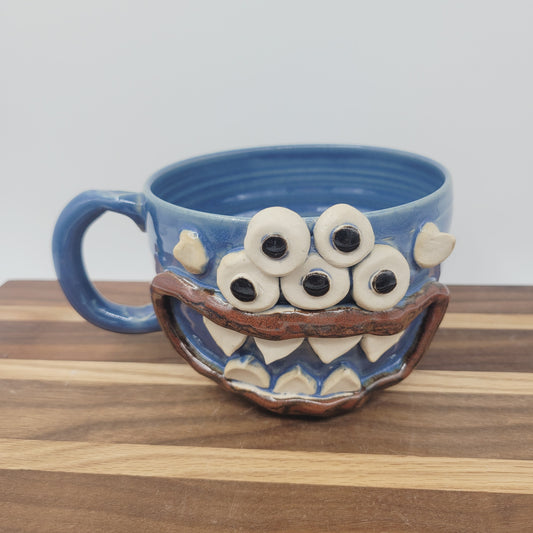 Eyeball Monster Soup Mug| Funny Cereal Bowl | Mother with Sense of Humor | Blue