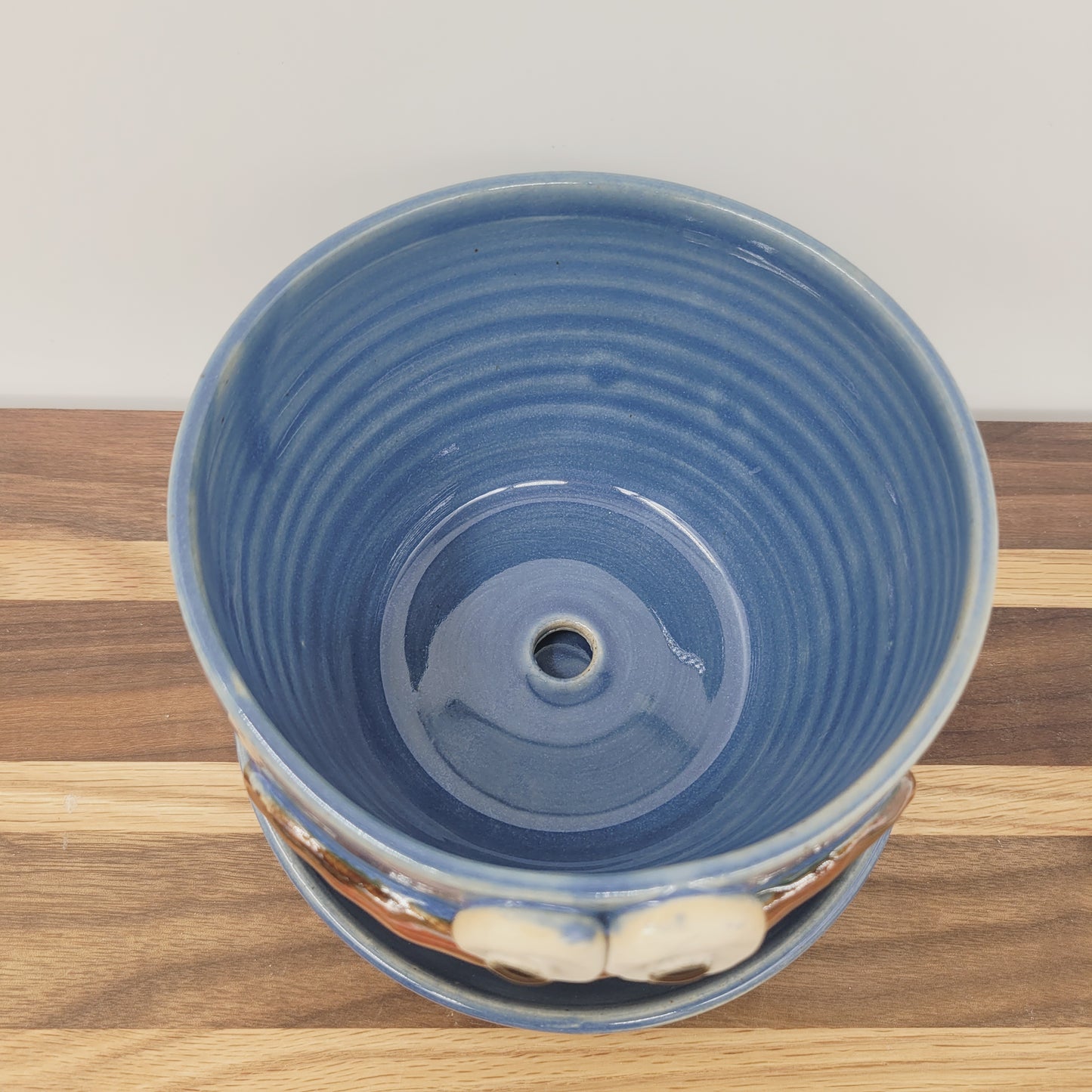 Stoneware Clay Planter | Funny Smiley Face Pot| Blue | Nelson Studio Ug Chug Handmade Pottery