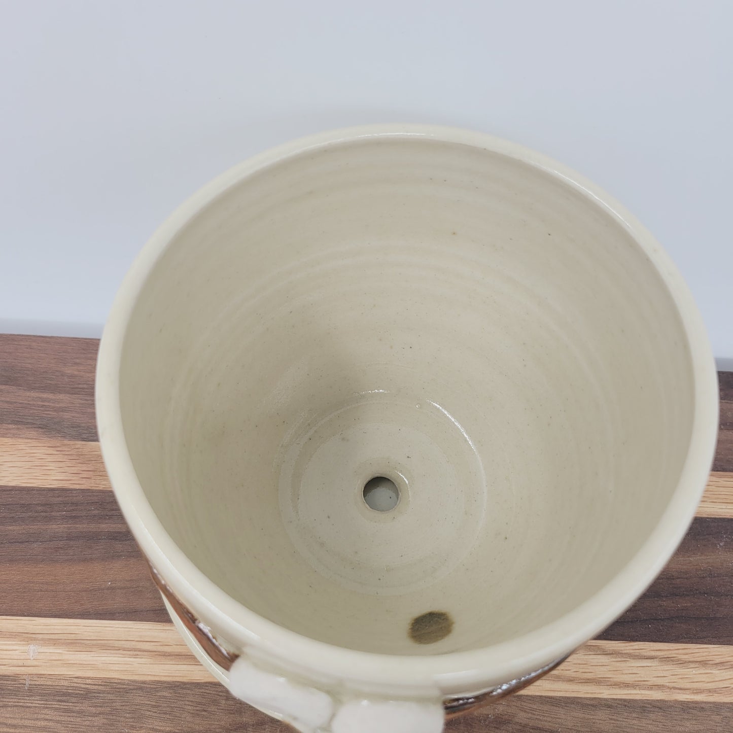 Handmade Pottery Planter with Drainage Plate | Cute Kitchen Gardening Pot | Smiley Face