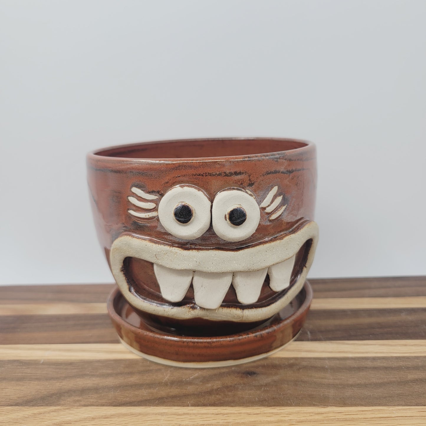 Face Planter | Fun Herb Gardening Stoneware Pottery Pots | Red | Nelson Studio Ug Chug
