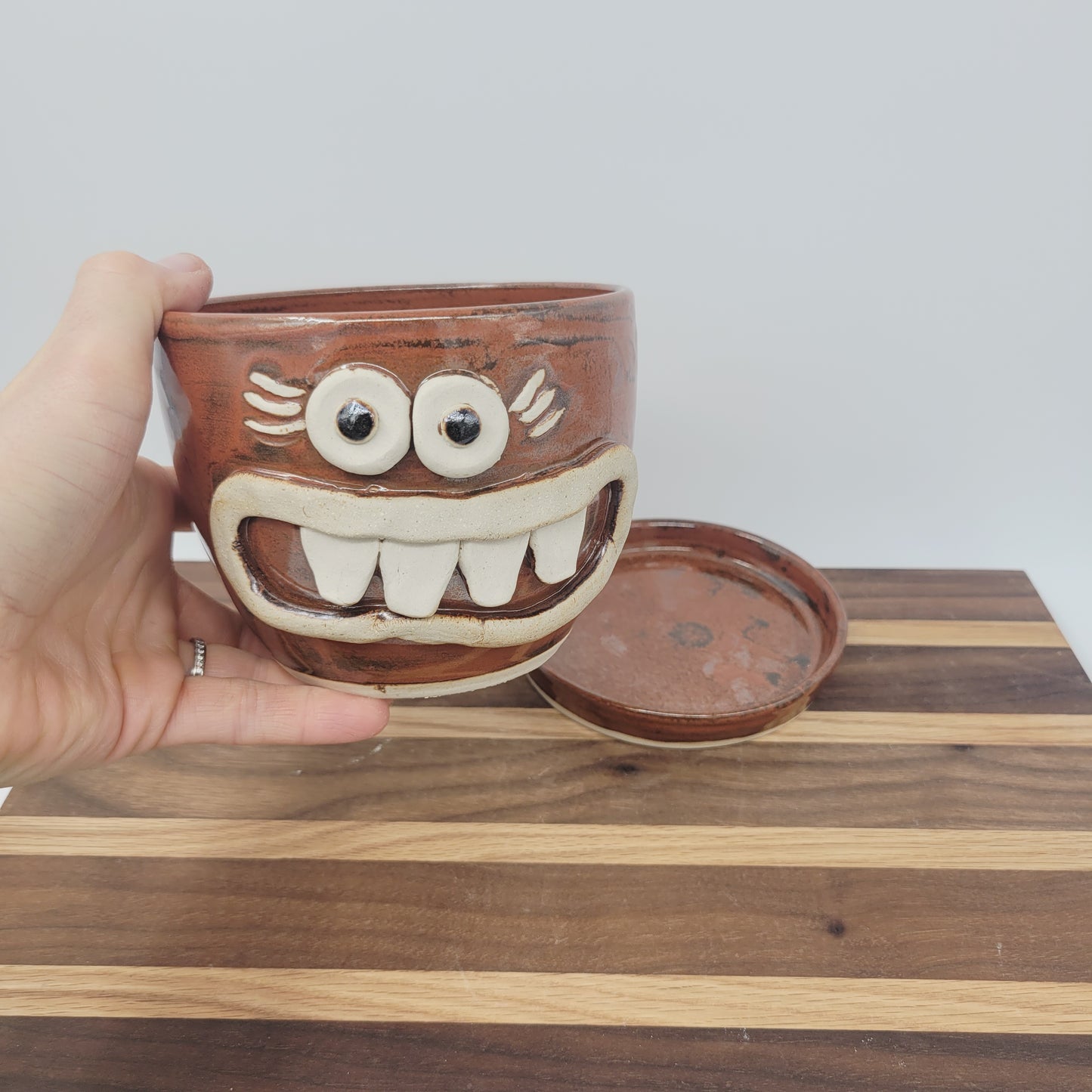 Face Planter | Fun Herb Gardening Stoneware Pottery Pots | Red | Nelson Studio Ug Chug