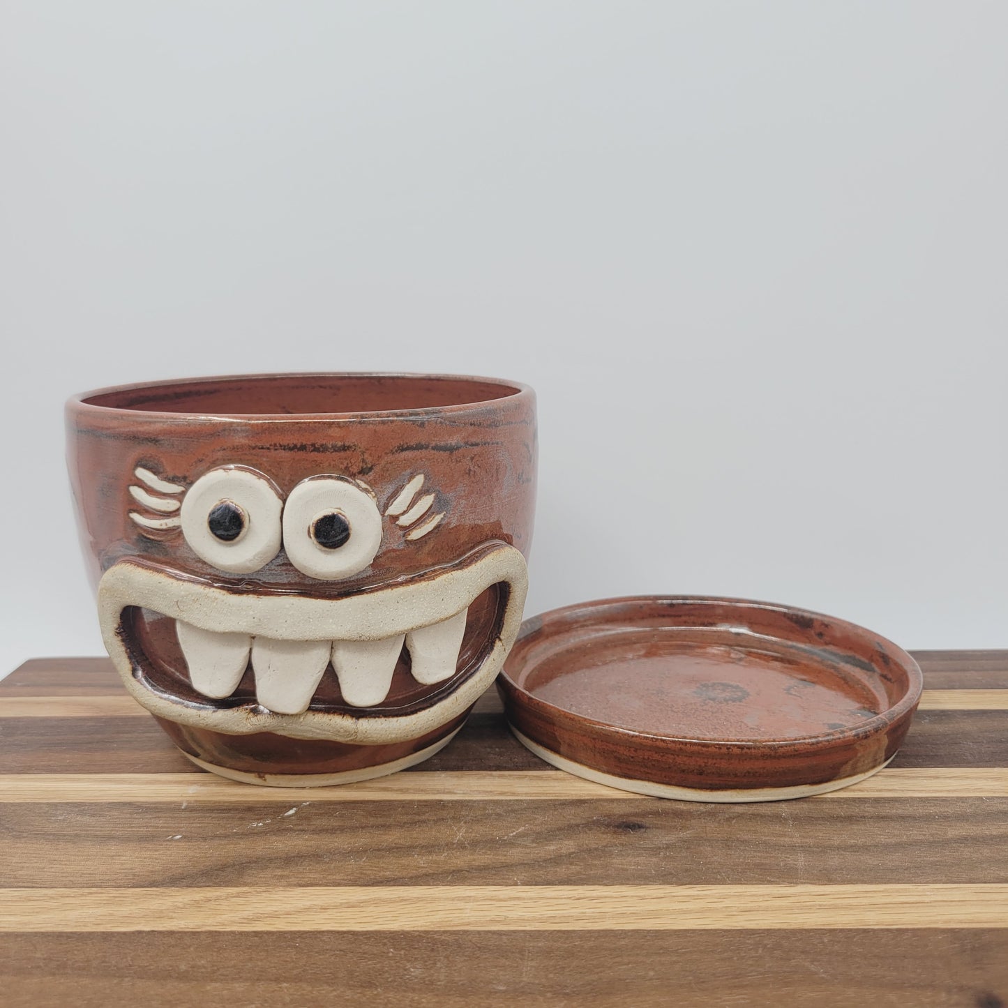 Face Planter | Fun Herb Gardening Stoneware Pottery Pots | Red | Nelson Studio Ug Chug