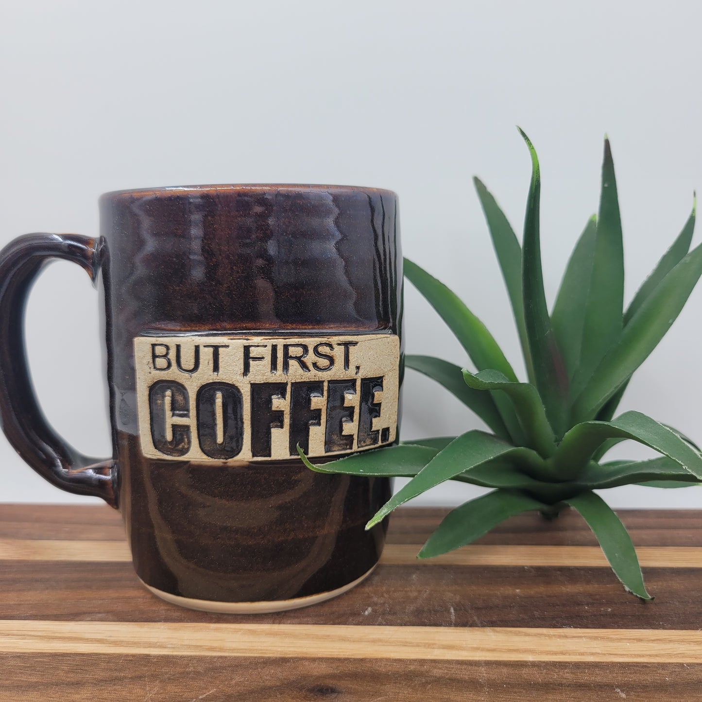 But First Coffee Mug | Large 16-20 Oz Coffee Cup | Handmade Stoneware Pottery | Coffee Drinker Gift