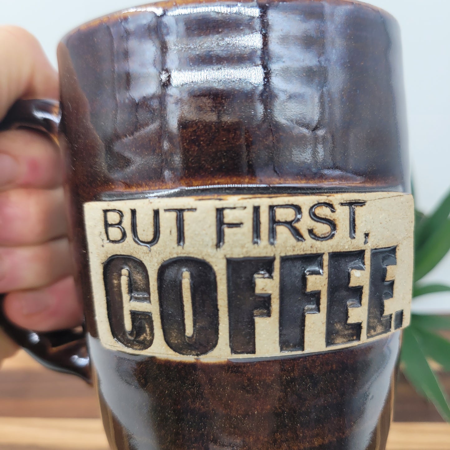 But First Coffee Mug | Large 16-20 Oz Coffee Cup | Handmade Stoneware Pottery | Coffee Drinker Gift