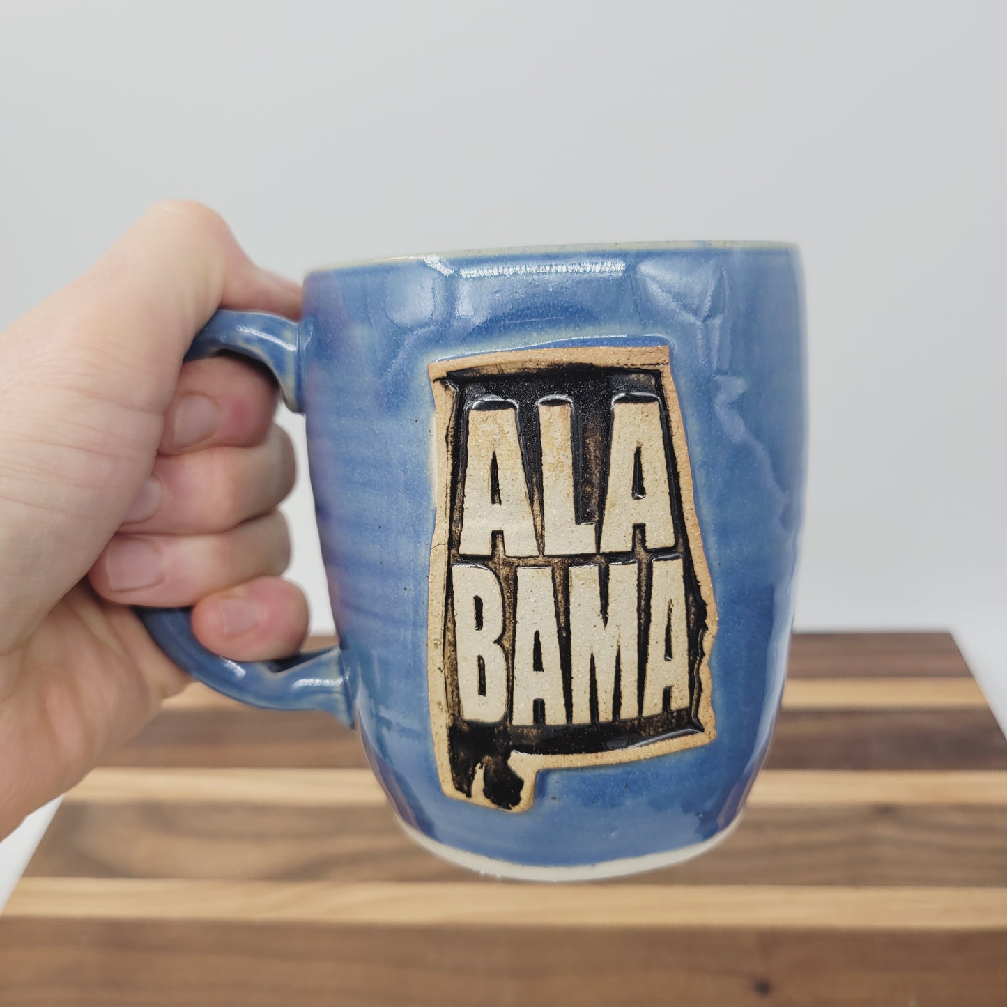 State of Alabama Mug | State Stamp | Handmade Stoneware Pottery | Nelson Studio | Blue