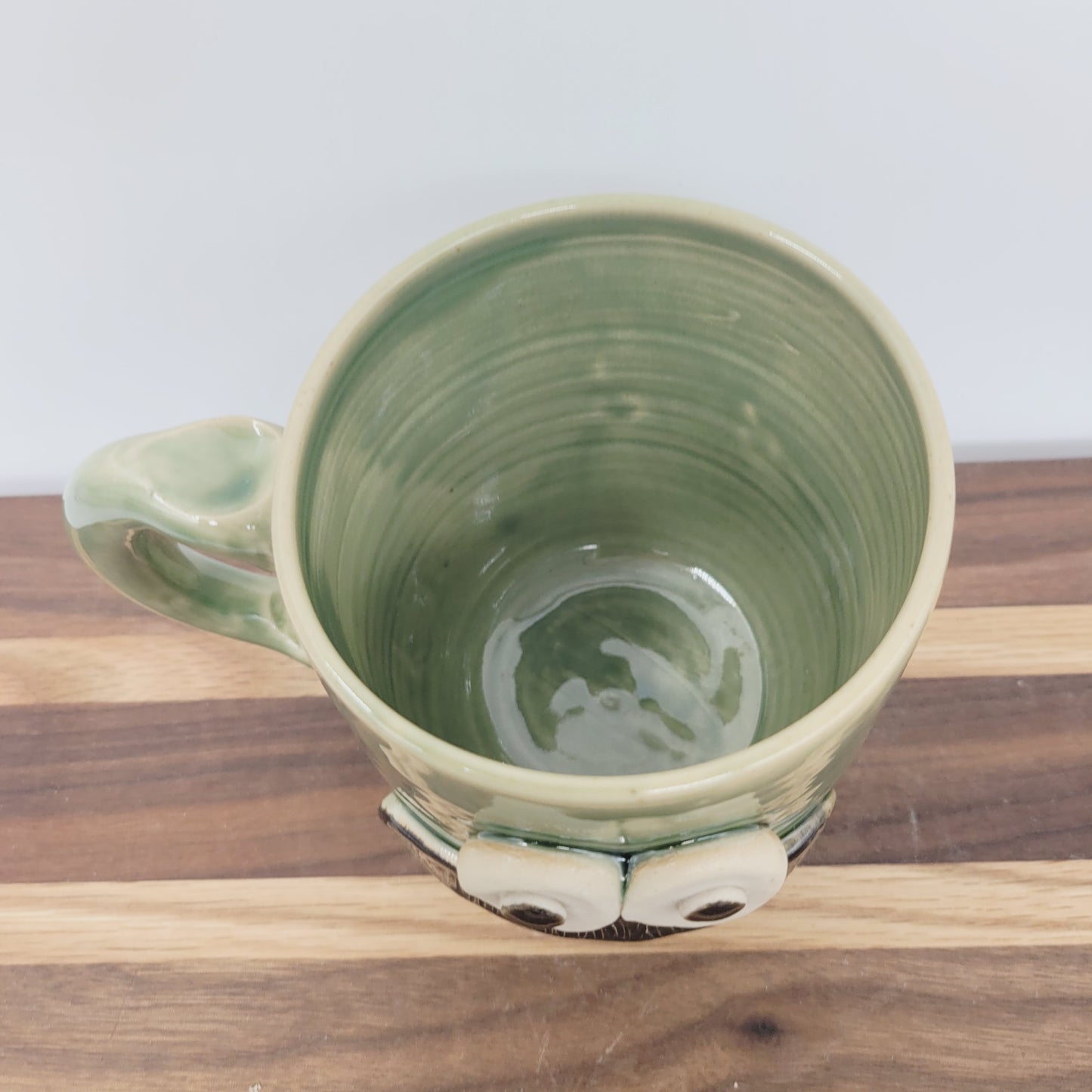Bushy Mustache Mug | Ceramic Stoneware Pottery Coffee Cup | Microwave Dishwasher Safe | Green