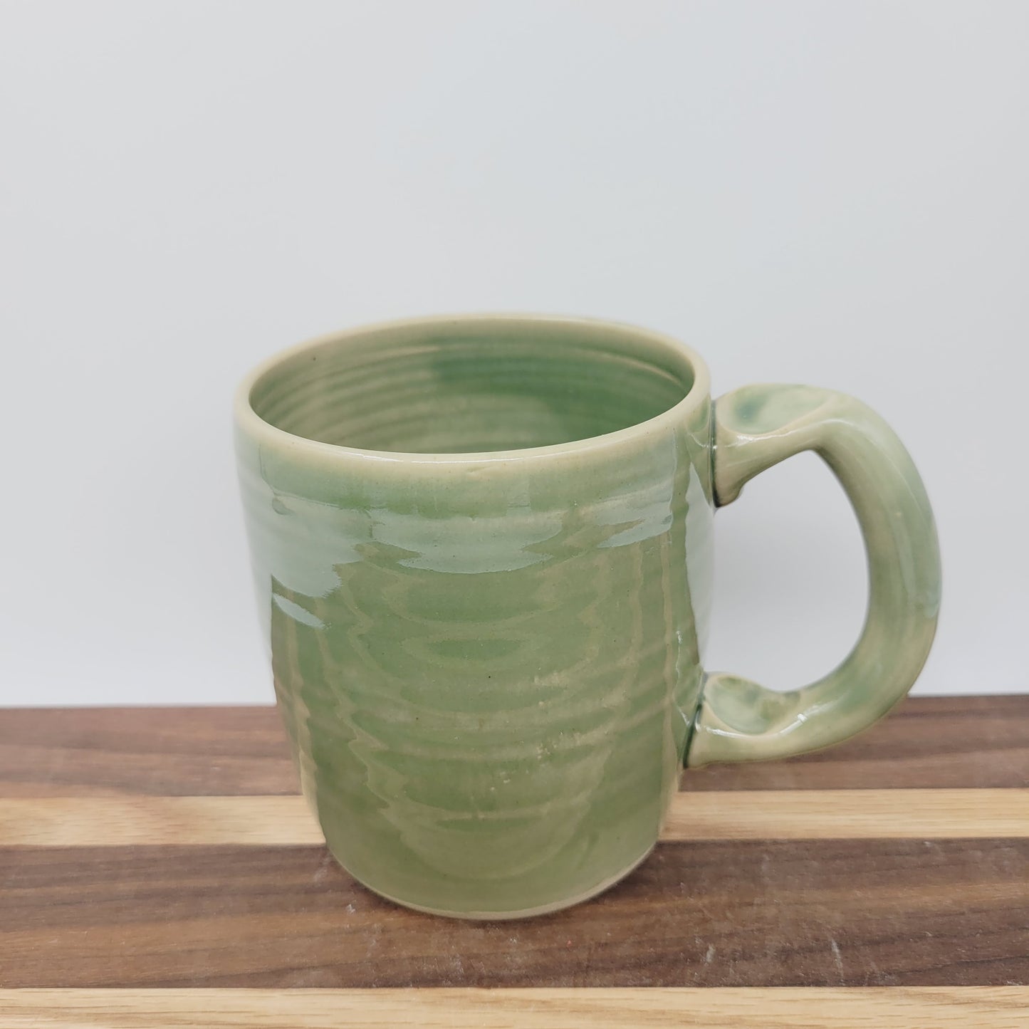 Bushy Mustache Mug | Ceramic Stoneware Pottery Coffee Cup | Microwave Dishwasher Safe | Green