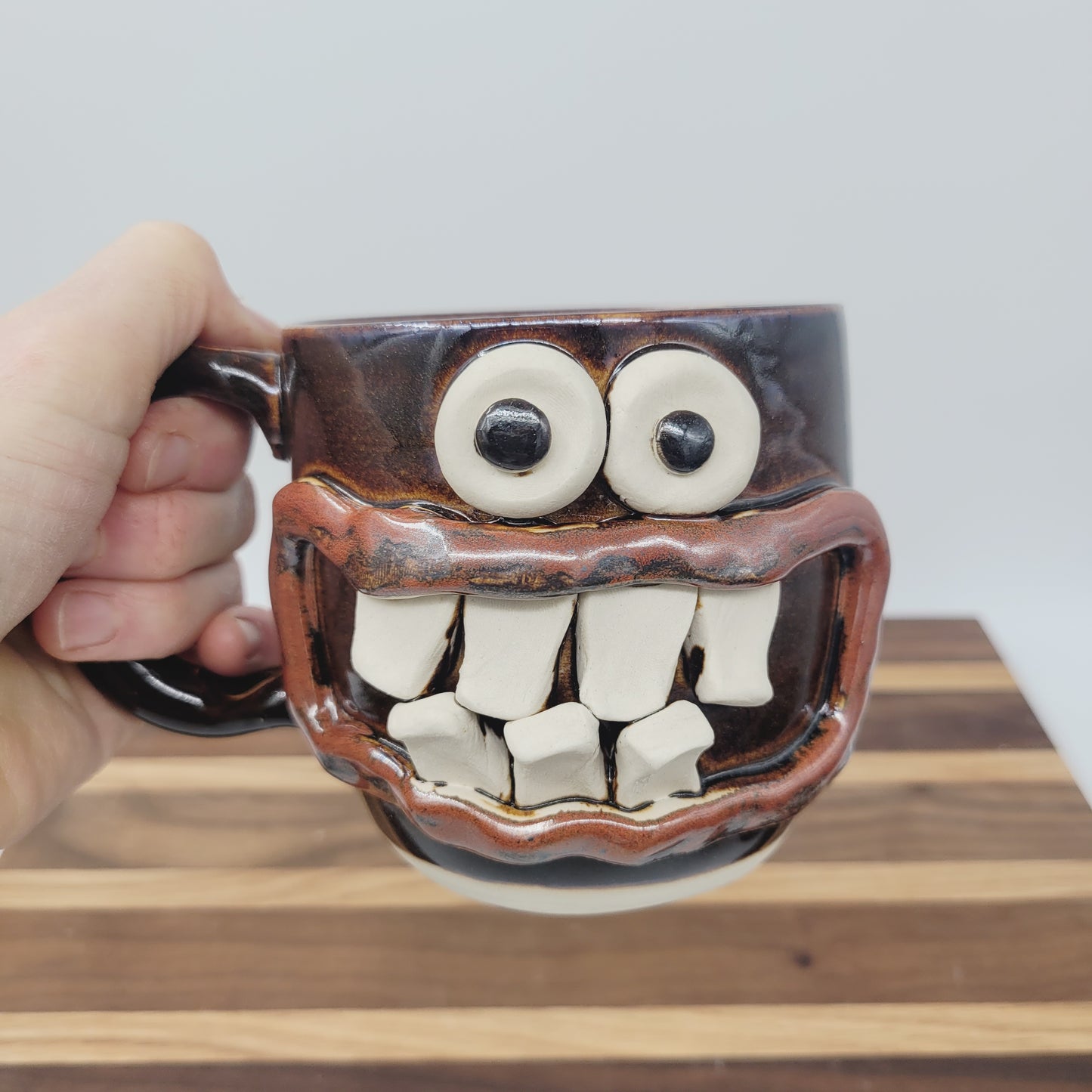 Taco Lover Coffee Cup | Handmade Pottery Face Mug | Funny Man Gift | Ceramic Stoneware | Chocolate
