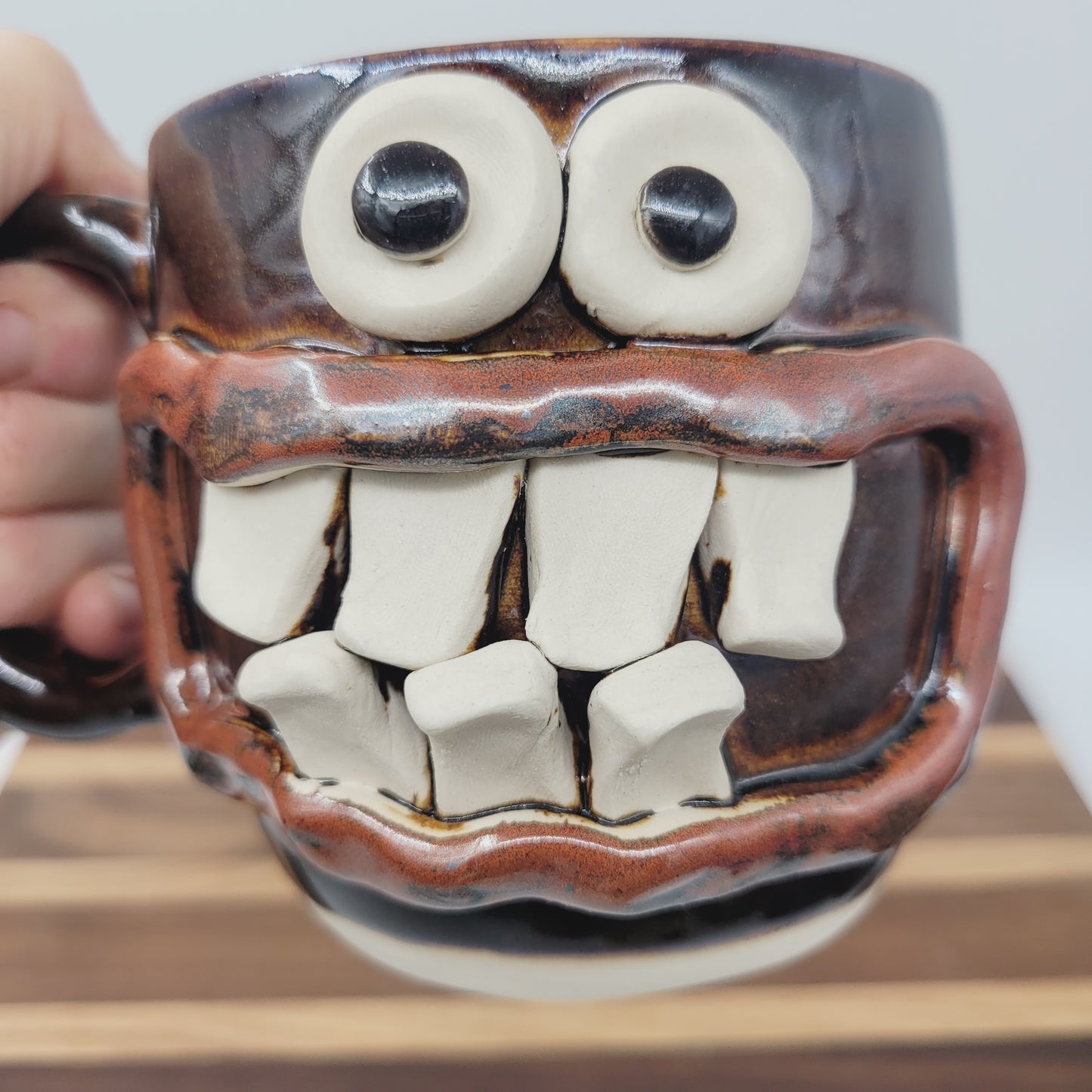 Taco Lover Coffee Cup | Handmade Pottery Face Mug | Funny Man Gift | Ceramic Stoneware | Chocolate