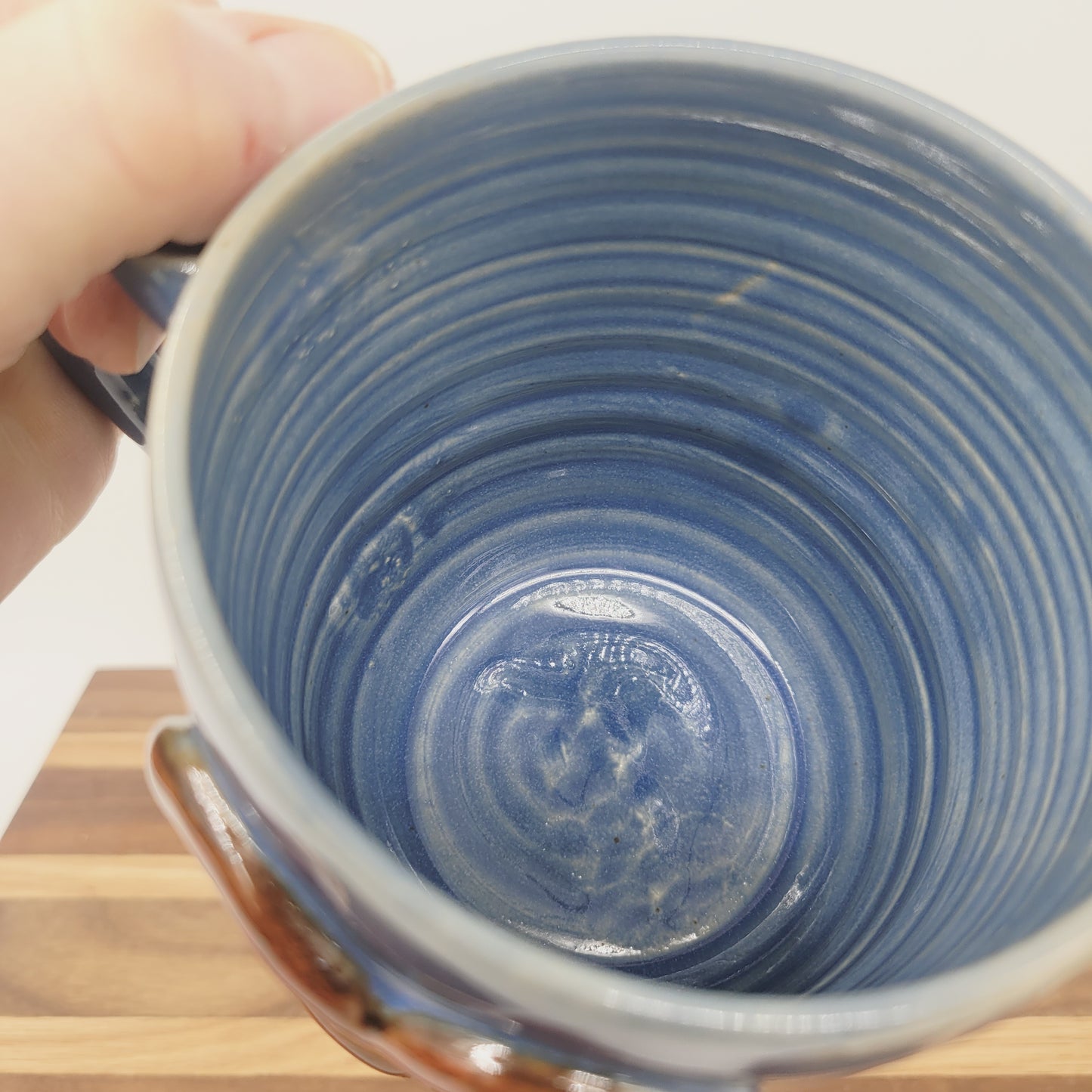 Valentine's Day Heart Mug | Large 16 Oz Coffee Cup | Blue | Handmade Stoneware Pottery