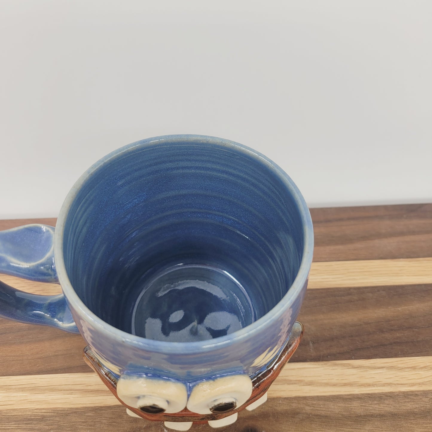 MONDAY Morning Mug | Funny Face Coffee Cup | 12 OZ Blue | Unique Handmade Stoneware Pottery