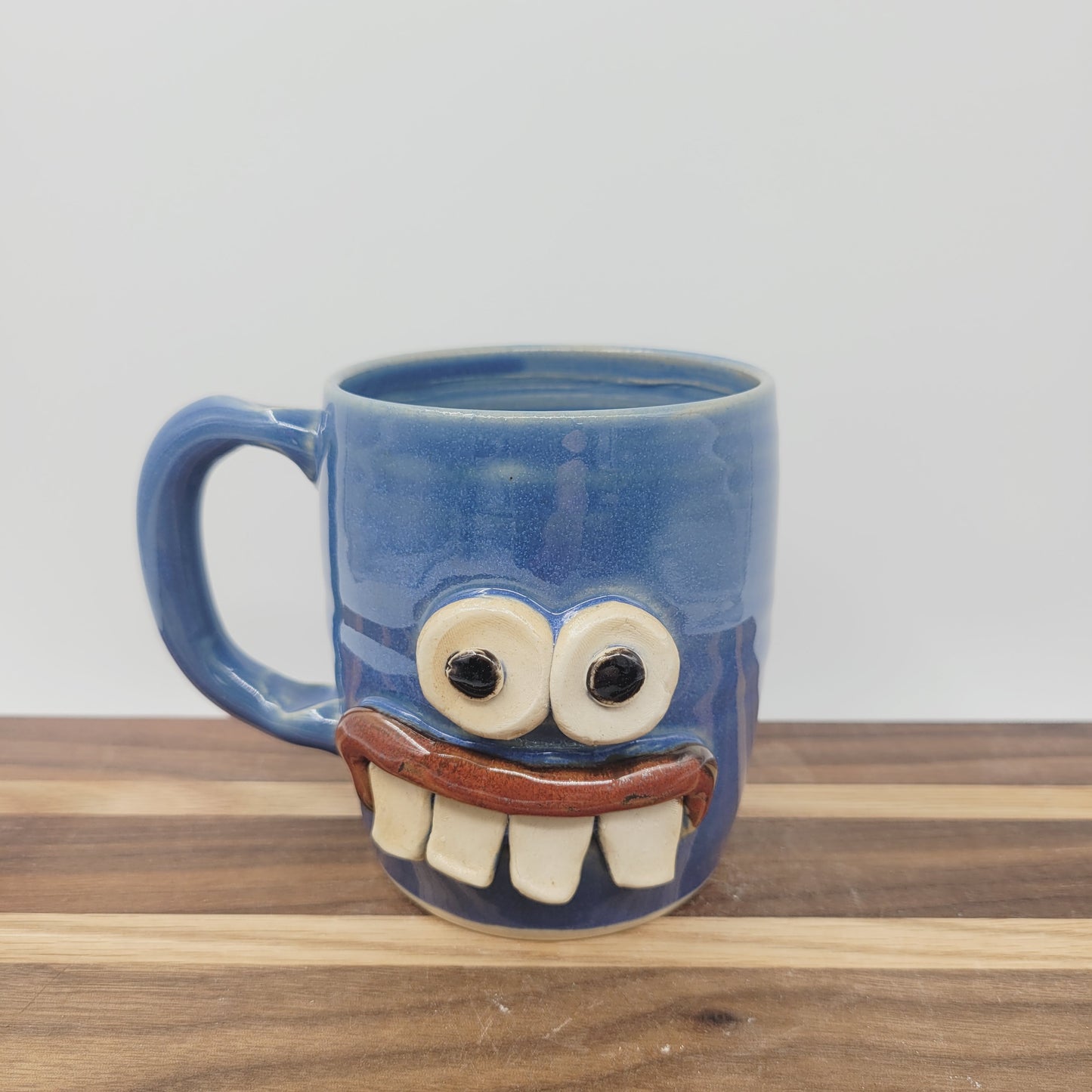 Funny Face Mug in Blue | Handmade Stoneware Pottery | Unique Coffee Cups