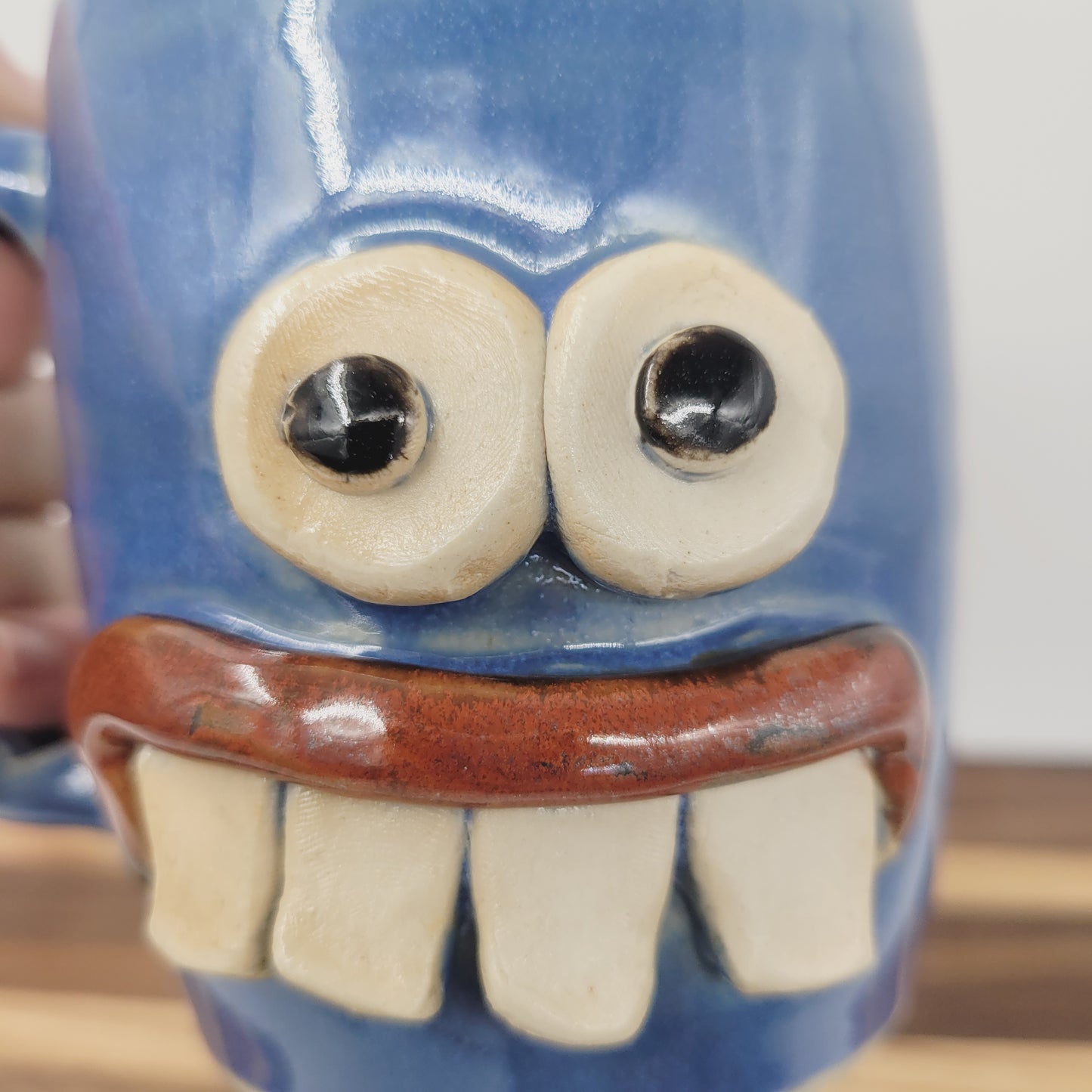 Funny Face Mug in Blue | Handmade Stoneware Pottery | Unique Coffee Cups