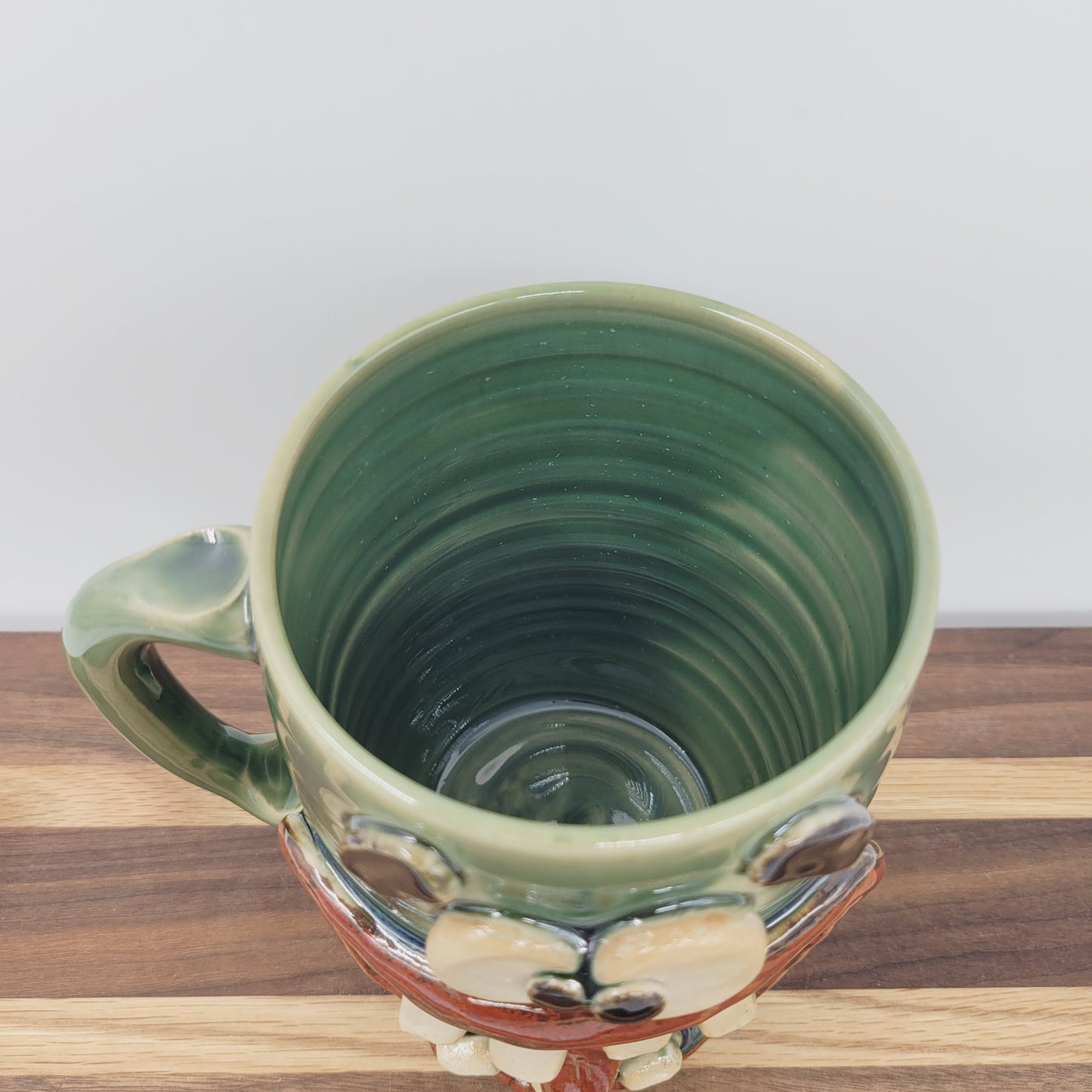 Smell of Fresh Coffee | Extra Large 24 Oz Smiley Face Mug | Green Beer Tankard | Handmade Stoneware Pottery | Nelson Studio Ug Chug