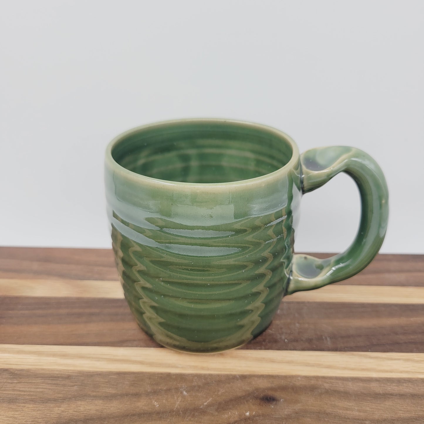 Handlebar Mustache Mug with Monocle | Green Ug Chug Face Mug | Stoneware Pottery Coffee Cup