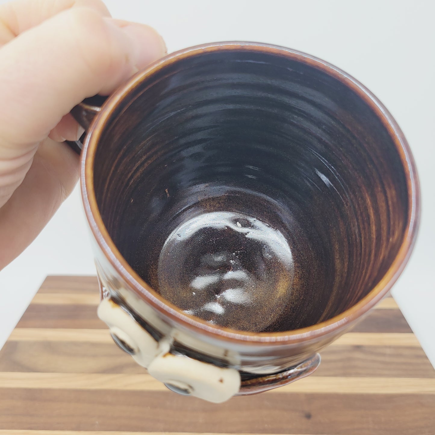 Woman's Fun Face Mug | Cheerful Teacher Coffee Cup | Microwave Dishwasher Safe | Handmade Pottery