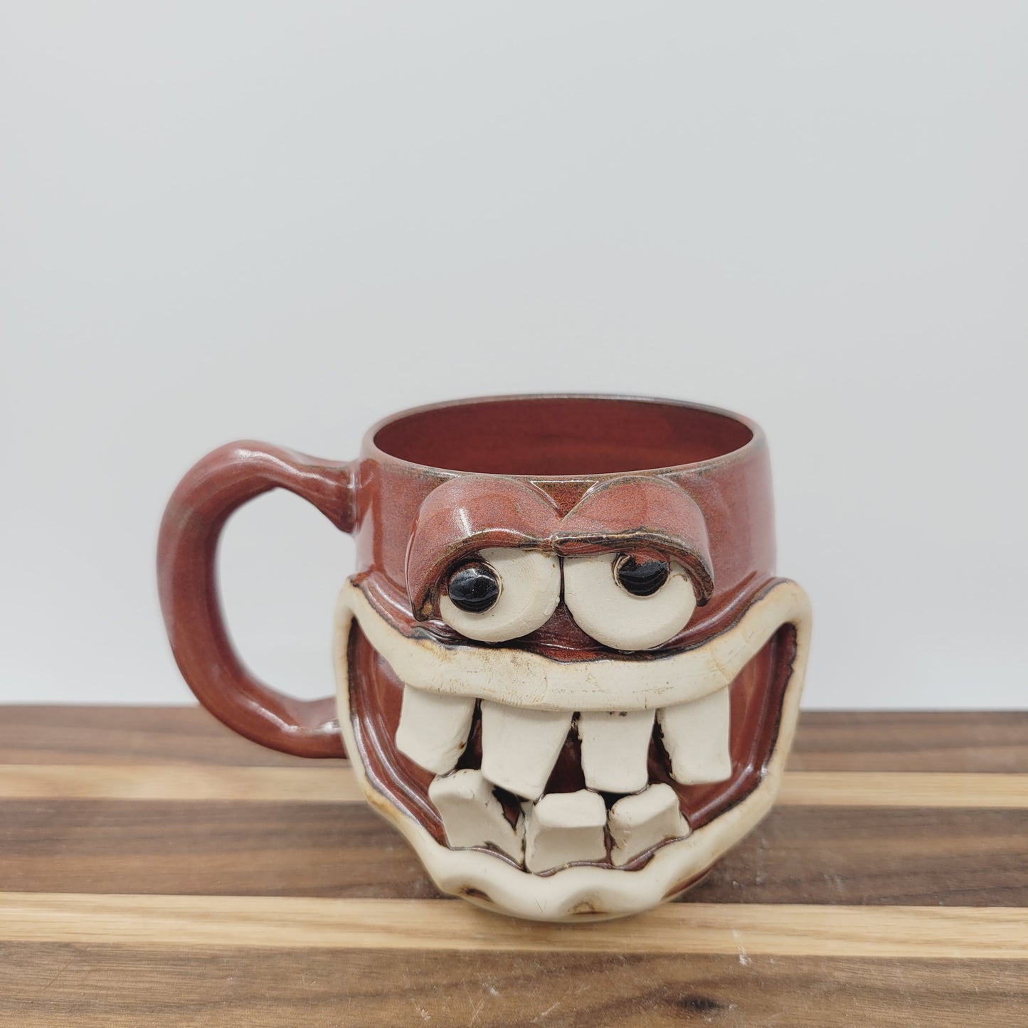 Hippie Mug | Funny Face Coffee Cups | Nelson Studio Ug Chug | Stoneware Pottery | Red