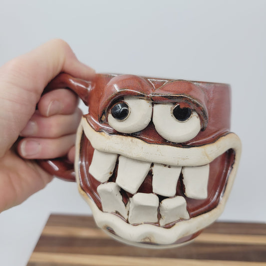 Hippie Mug | Funny Face Coffee Cups | Nelson Studio Ug Chug | Stoneware Pottery | Red
