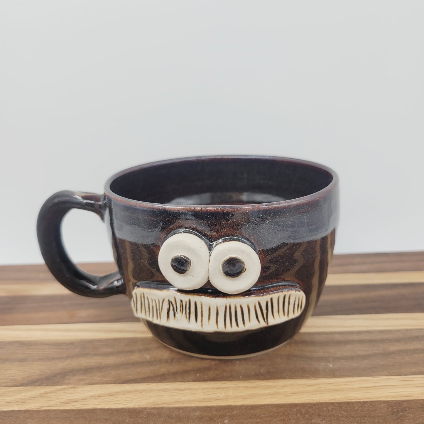 Mustache Bowl with Handle | Black | Handmade Stoneware Pottery Soup Mug | Nelson Studio Ug Chug
