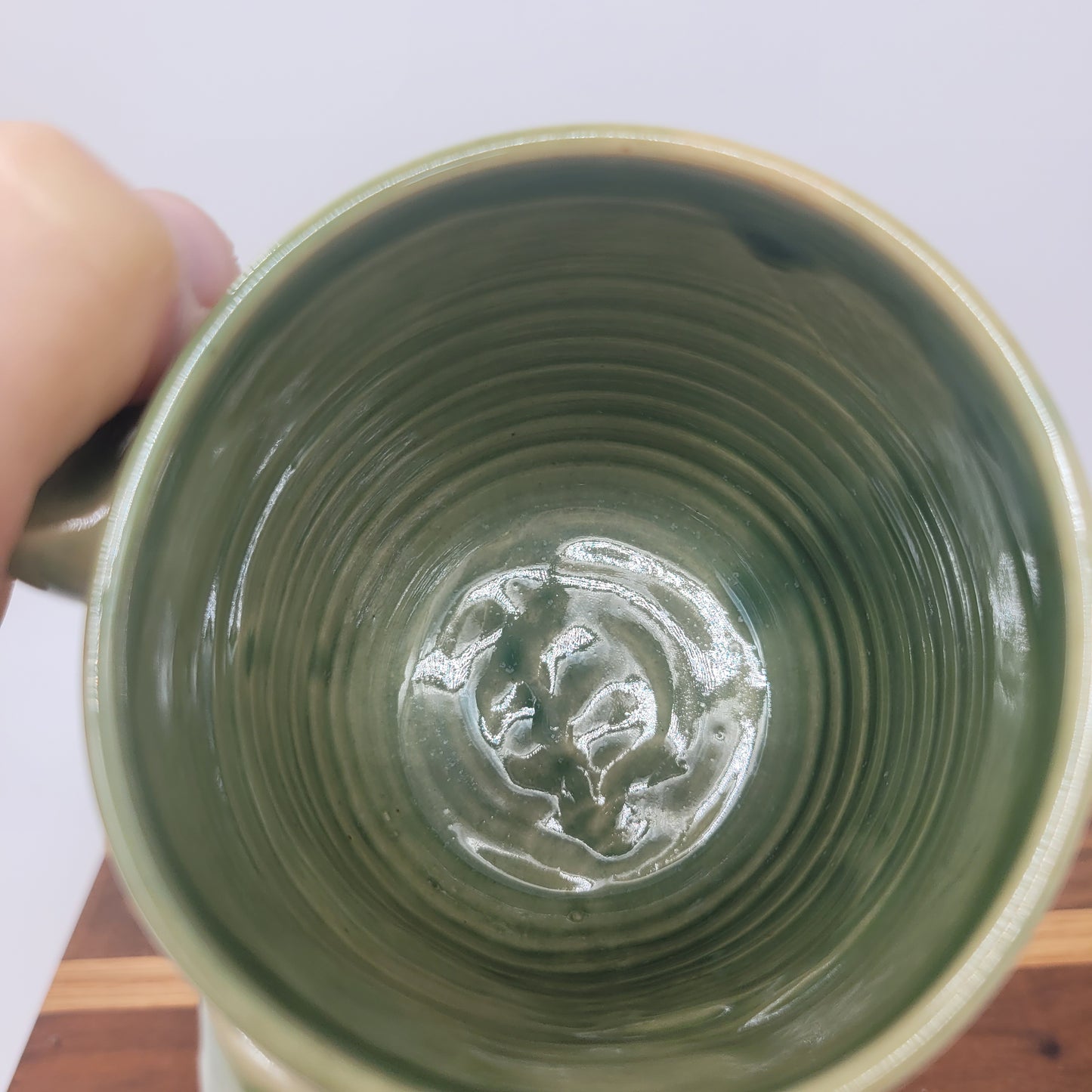 Not Worried Carefree Coffee Cup | Funny Face Mugs | Green | Stoneware Pottery