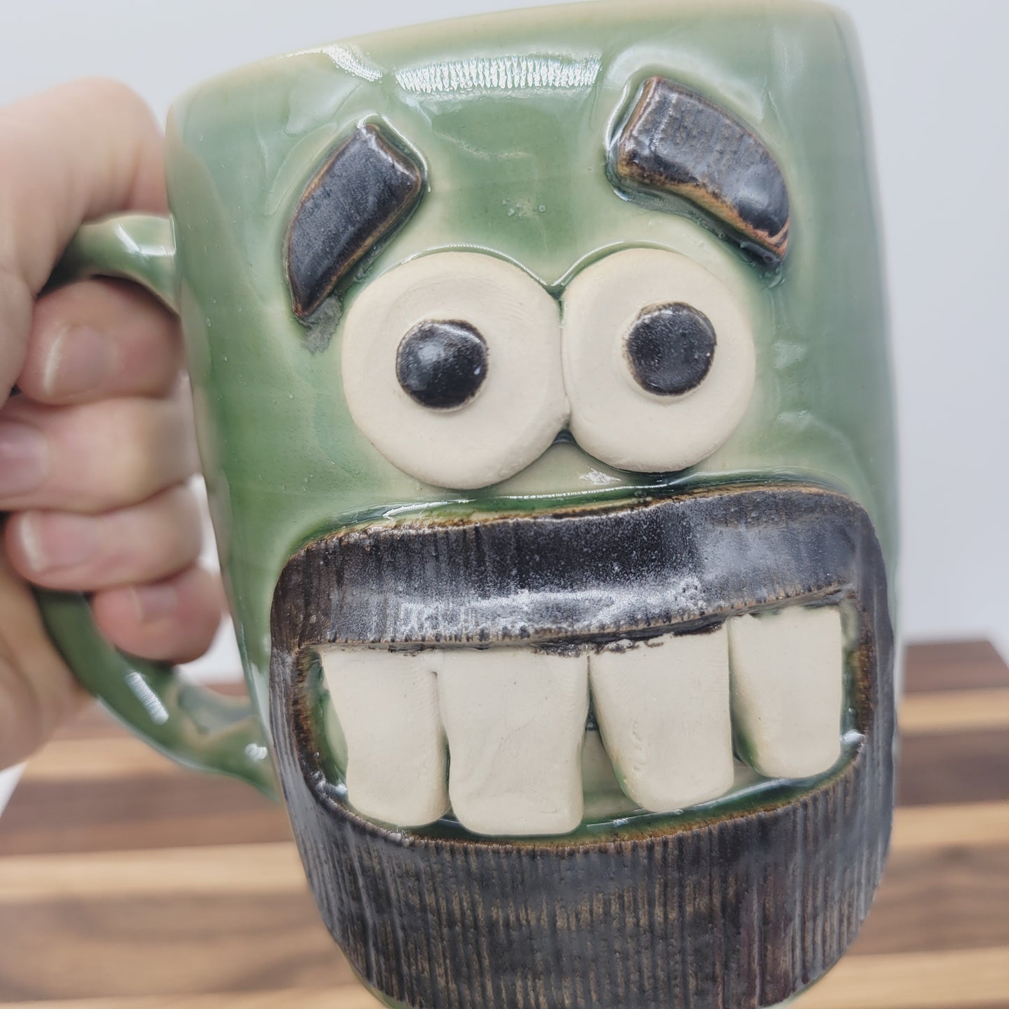 Full Beard Face Mug | UgChug Coffee Cup | Green | Manly Lumberjack Outdoor Guy Mountain Man