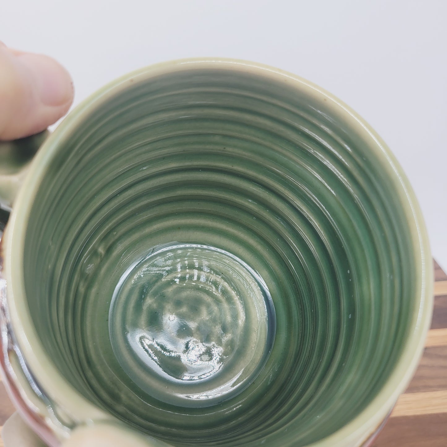 Green Handmade Pottery Face Mug | Big Coffee Cup