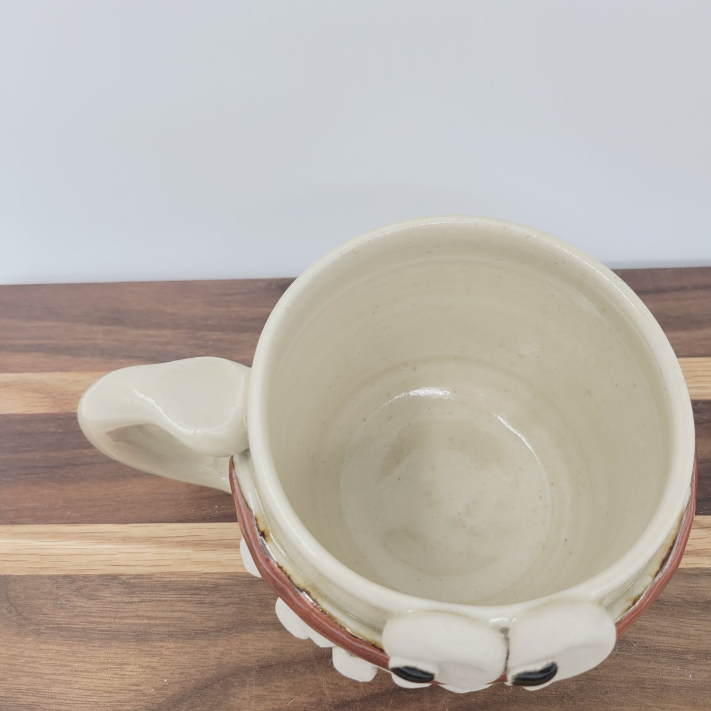 Super Happy Ug Chug Smiley Face Mug | Cream Coffee Cup | Handmade Stoneware Pottery