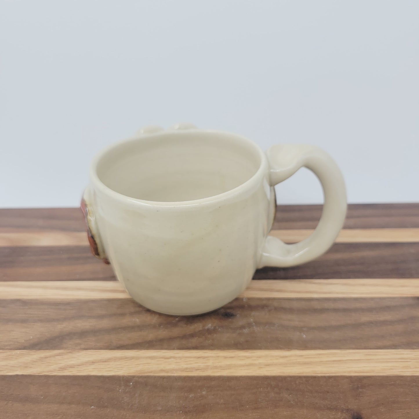 Super Happy Ug Chug Smiley Face Mug | Cream Coffee Cup | Handmade Stoneware Pottery