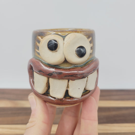 Handmade Stoneware Toothpick Holder | Rusty Brown | Funny Baking Accessory