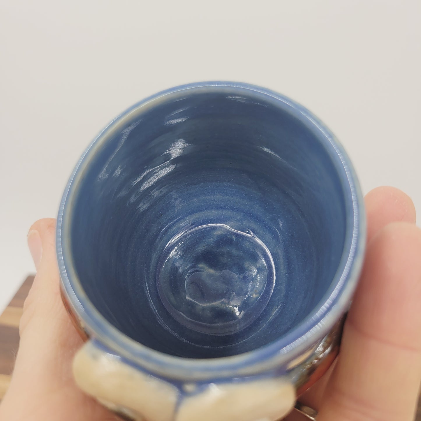 Mini Glass | Handmade Stoneware Toothpick Holder | Blue Paperclip Cup