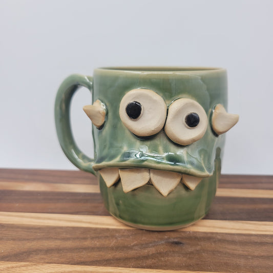 Coffee Monster Mug | Not a Morning Person | Funny Creature Coffee Cup | 16 Oz | Green