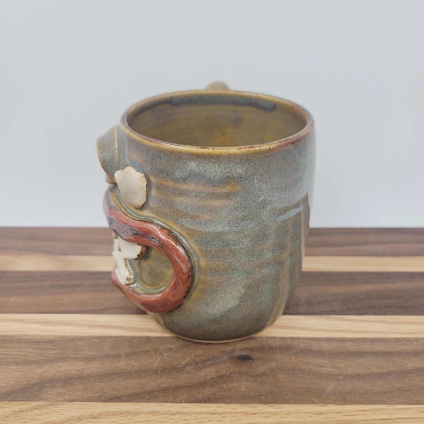 Sleepy Monster Mug | Not a Morning Person Coffee Cup | Funny Creature Face Mug | 12 Oz | Rusty Brown