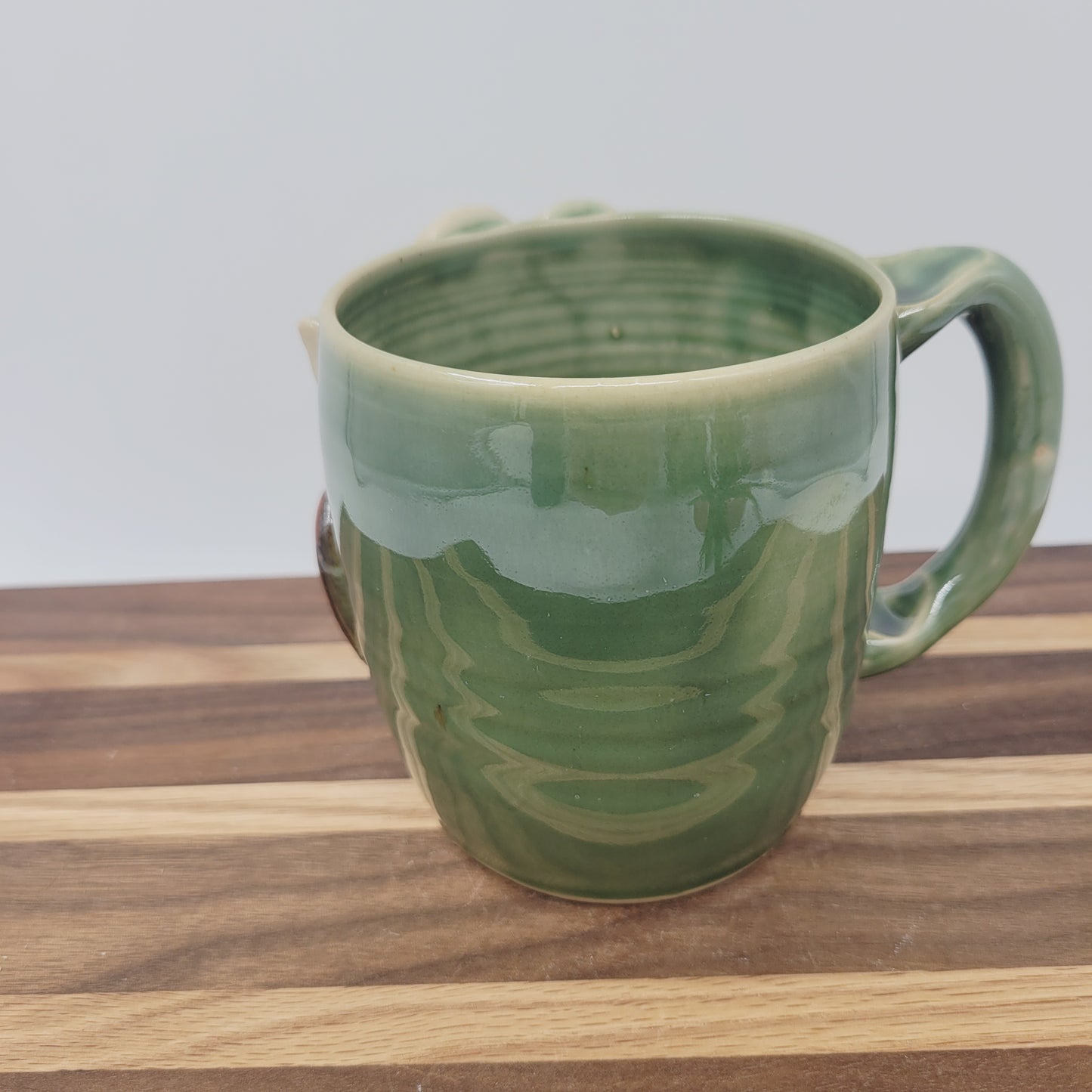 Monster Mug with Eyes | Handmade Pottery Coffee Cups | Funny Spider Creature Face Mug | 16 Oz | Green