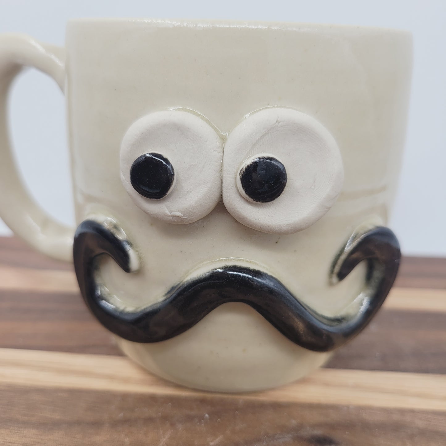 Coffee Cup | Creamy Stone | Handlebar Mustache Mug Stoneware Clay Pottery | Nelson Studio UgChug
