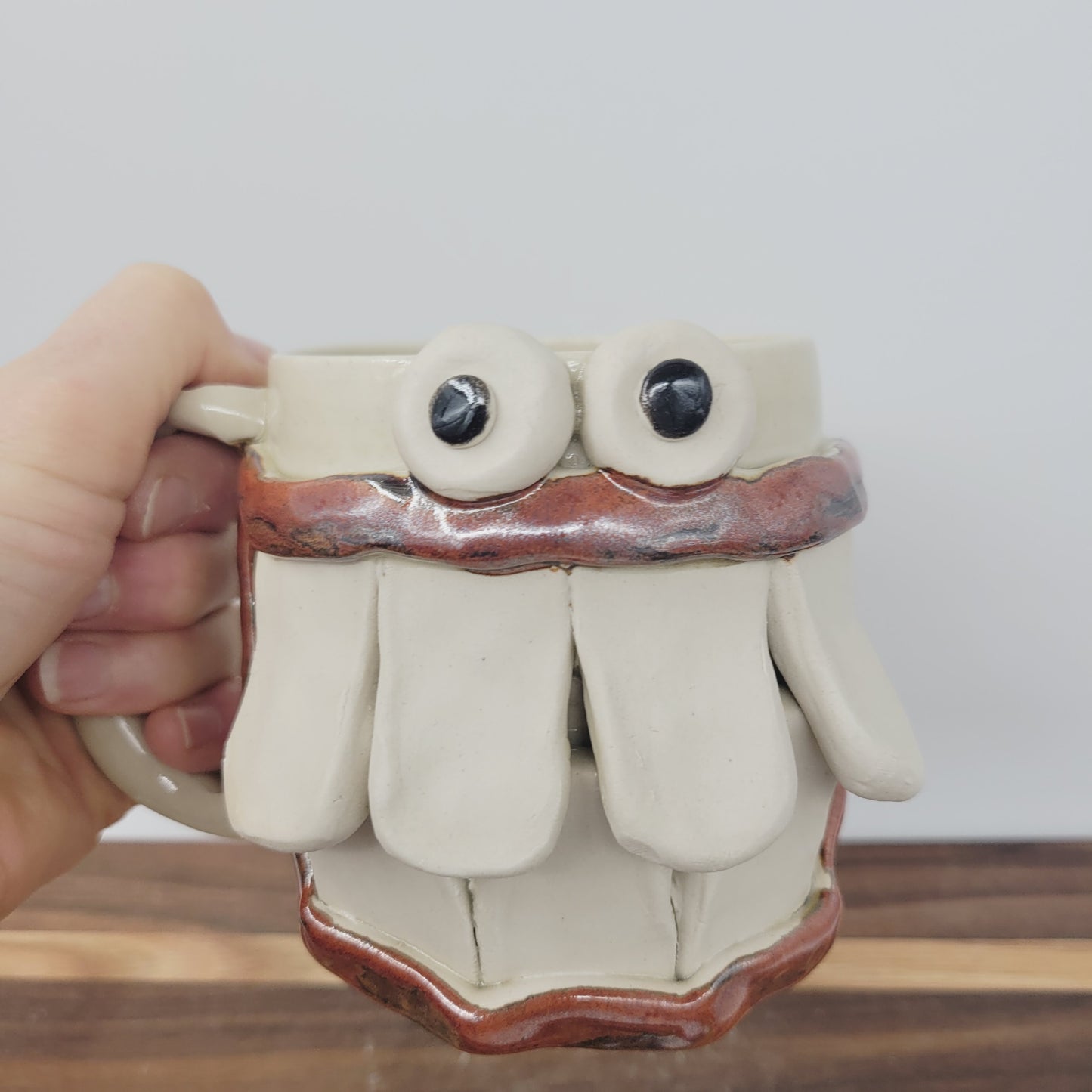 Coffee Cups. Funny Confused Face Mug. Nelson Studio UgChug. Creamy Stone White. Extra Large Big 16 Ounces