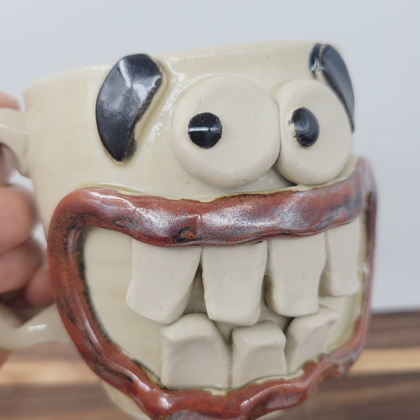 Funny Face Mug | 16 Ounces | Cream | Handmade Stoneware Pottery