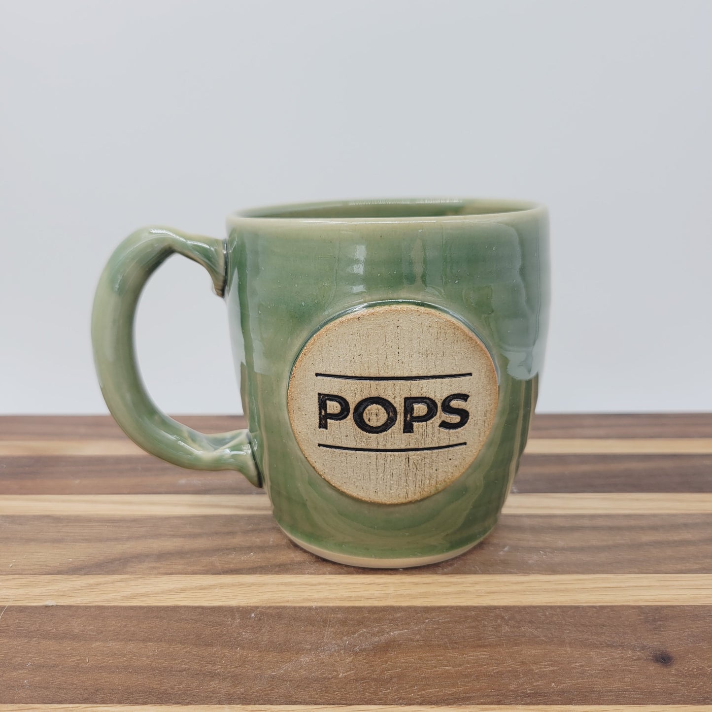 Pops Mug | Handmade Stoneware Pottery | Green | Gifts for Grandparent