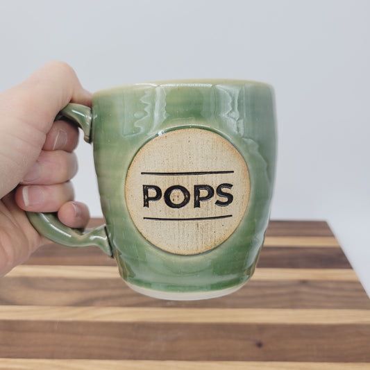 Pops Mug | Handmade Stoneware Pottery | Green | Gifts for Grandparent