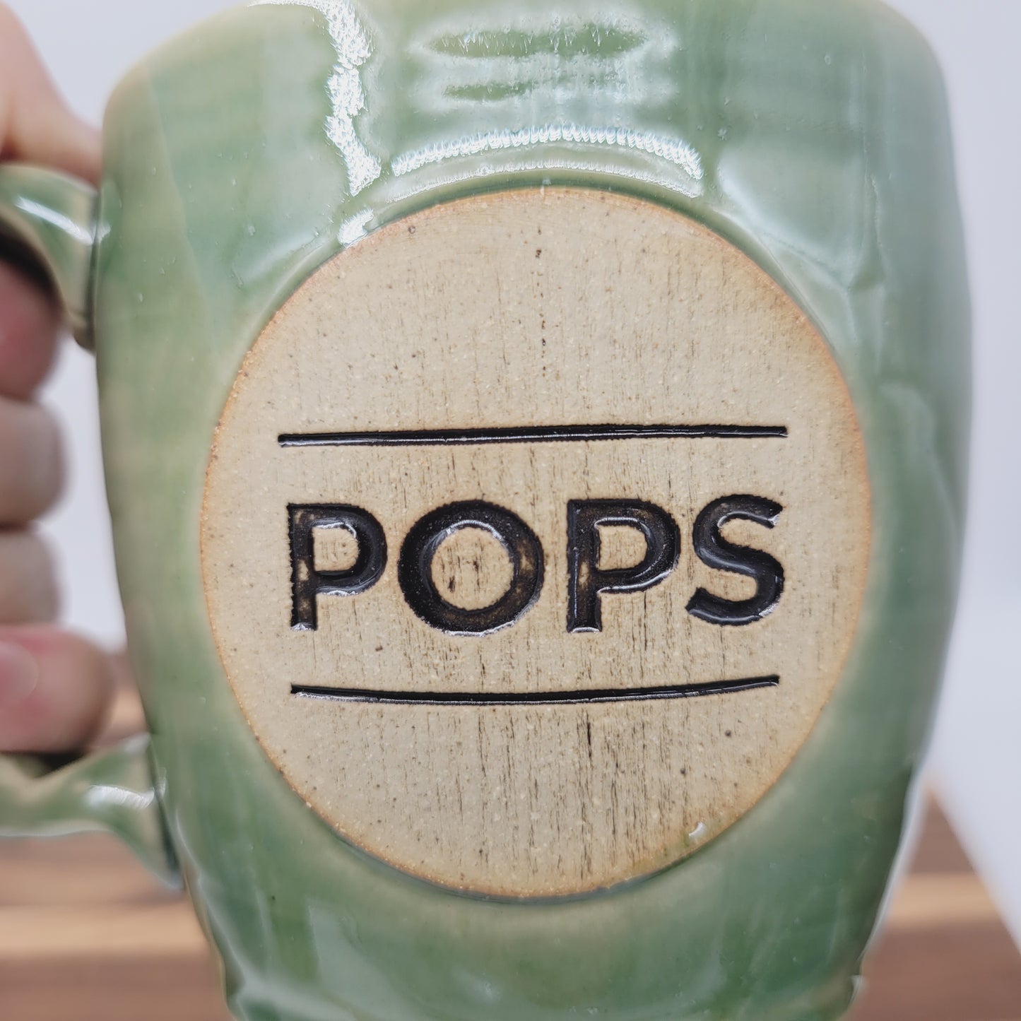 Pops Mug | Handmade Stoneware Pottery | Green | Gifts for Grandparent