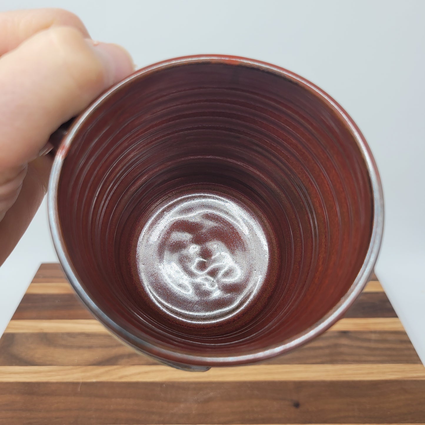 Pop Pop Mug | Handmade Stoneware Pottery | Red | Gifts for Grandparent | Mountain Theme