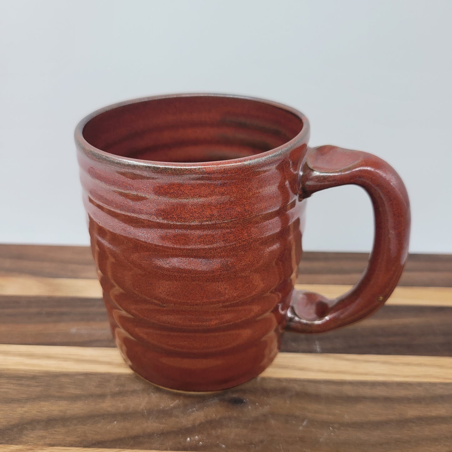 Pop Pop Mug | Handmade Stoneware Pottery | Red | Gifts for Grandparent | Mountain Theme