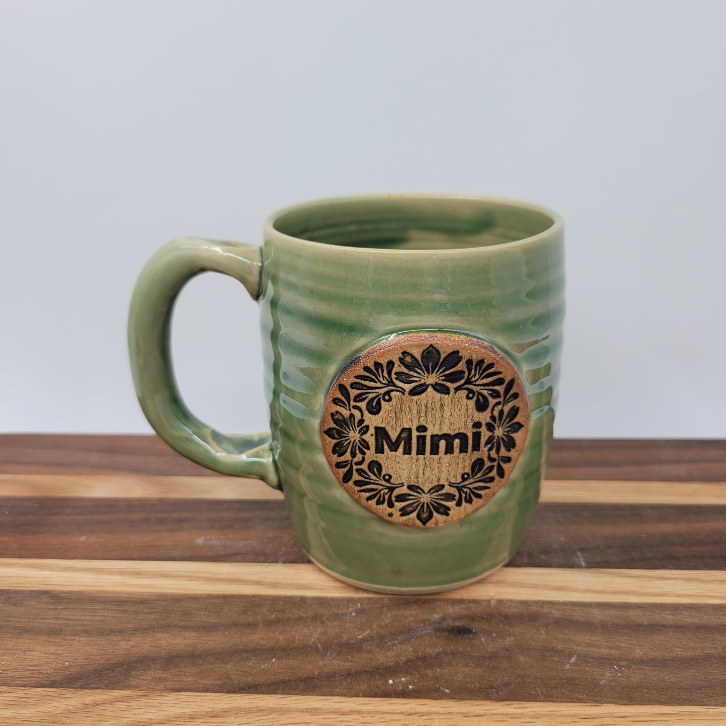 Mimi Mug | Handmade Stoneware Pottery | Green | Grandmother Mother's Day Gift