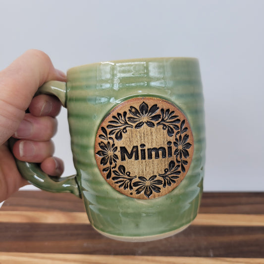 Mimi Mug | Handmade Stoneware Pottery | Green | Grandmother Mother's Day Gift