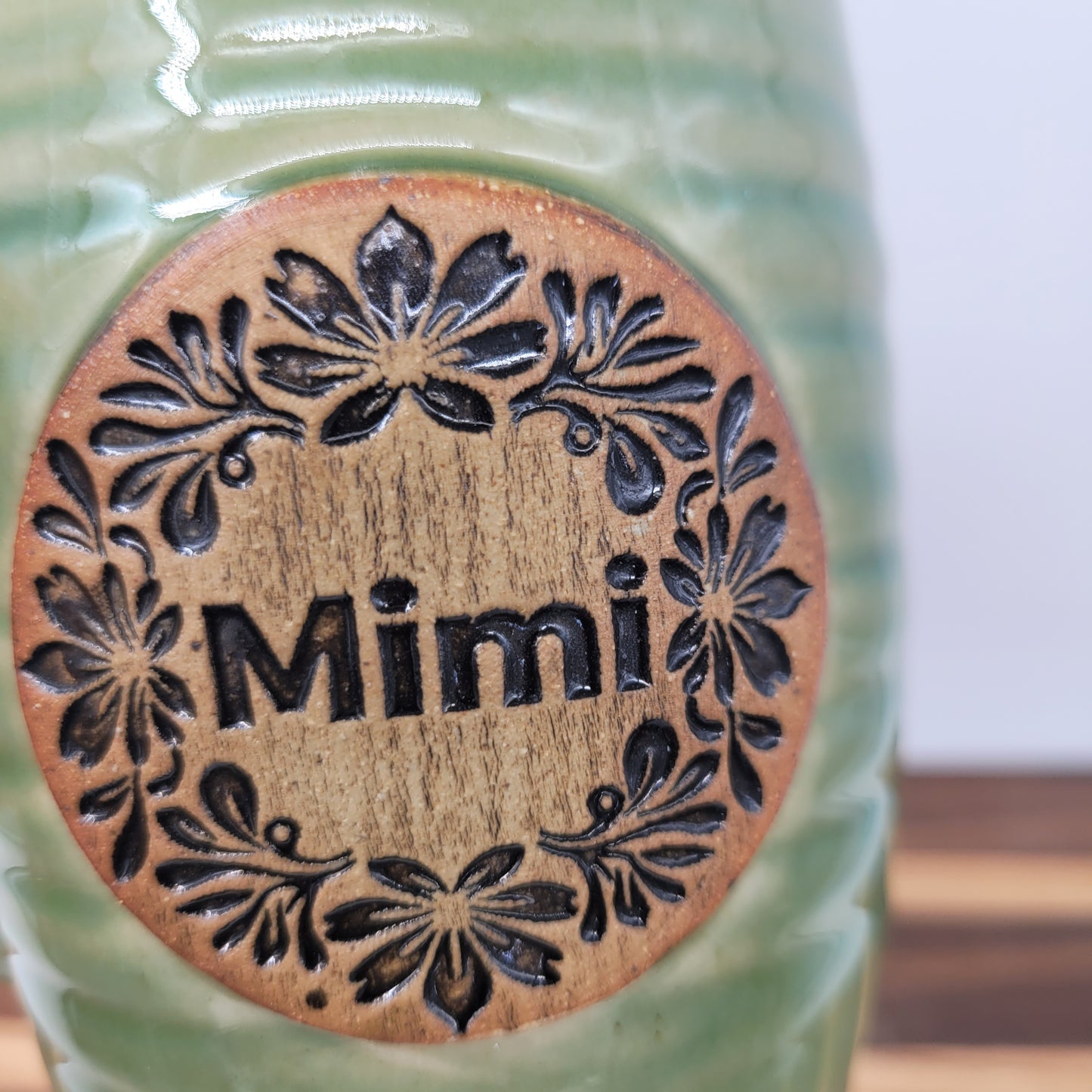 Mimi Mug | Handmade Stoneware Pottery | Green | Grandmother Mother's Day Gift
