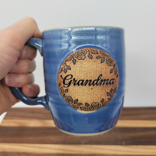 Grandma Mug | Handmade Stoneware Pottery | Blue