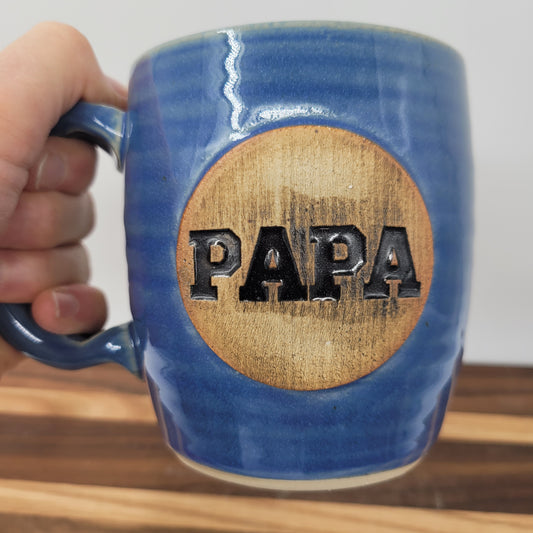 Papa Mug | Handmade Stoneware Pottery | Blue | Gifts for Grandfather of Dad