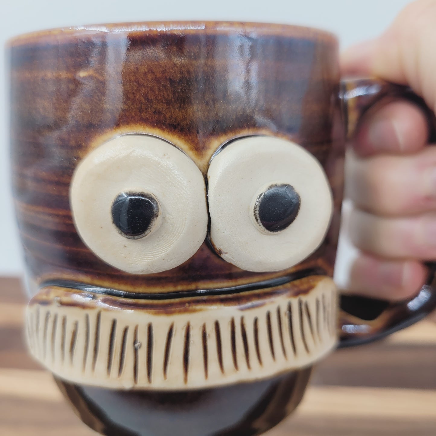 Man's Bushy Mustache Mug | Ceramic Stoneware Pottery Coffee Cup| LEFTY | Gifts for Dad