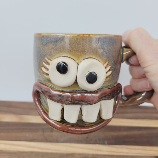 Nurse Coffee Cup | LEFT-HANDED | Funny RN Face Mug | Nelson Studio Ug Chug | Rusty Brown