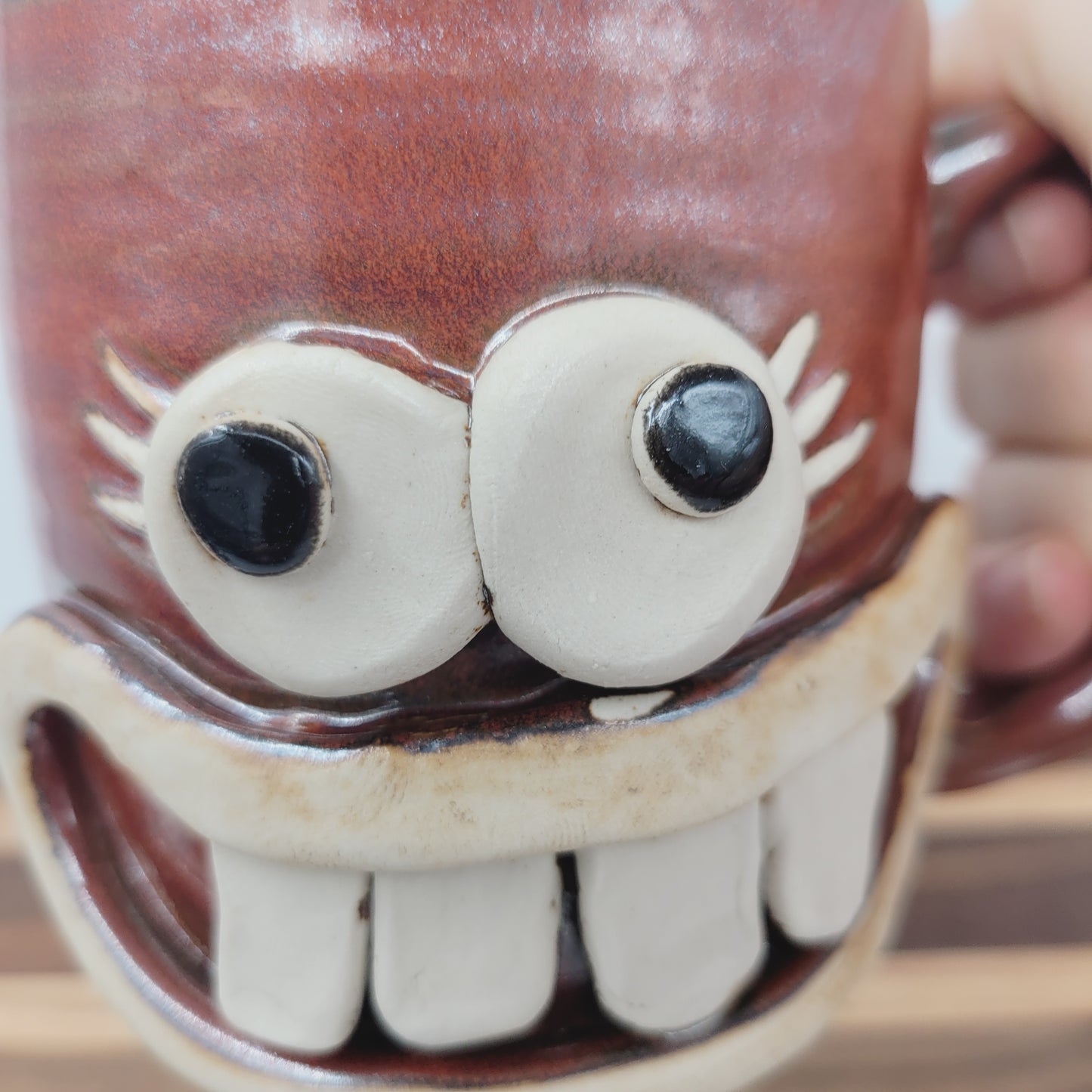 Woman's Fun Face Mug | Cheerful Ladies Coffee Cup | Microwave Dishwasher Safe | Gift for Her | LEFTY